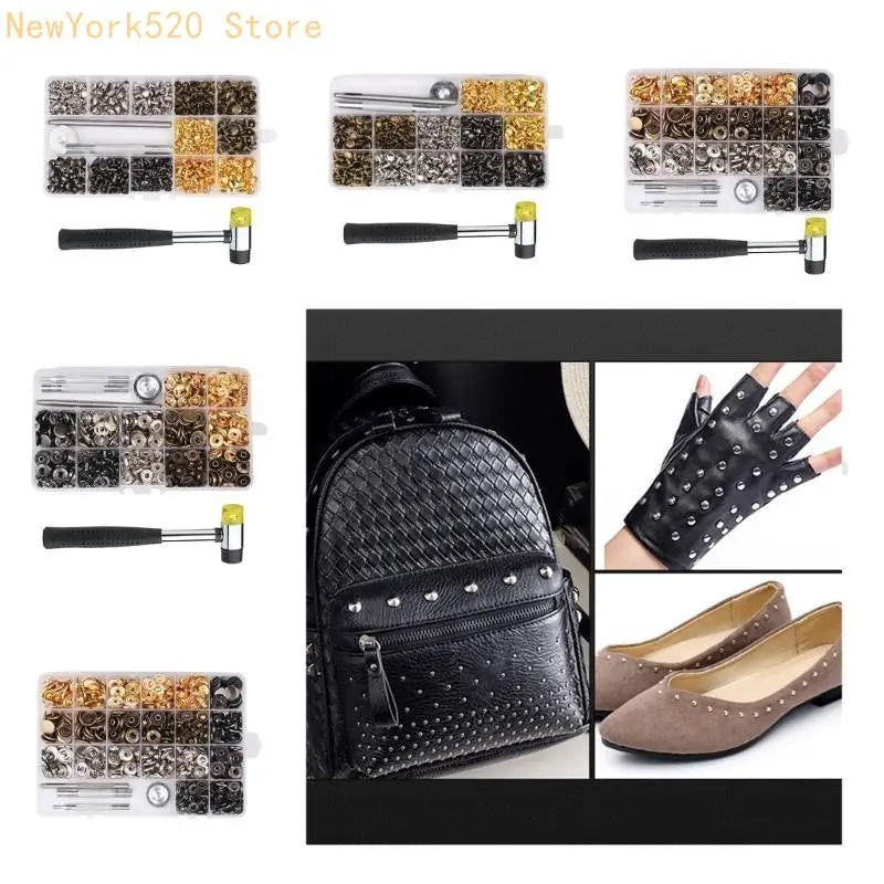 Metal Button Fastener Kit for DIY Clothes, Jackets & Jeans