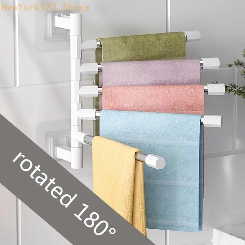 Wall Mount Rotating Towel Bar Rack – 2 to 5 Arms Stainless
