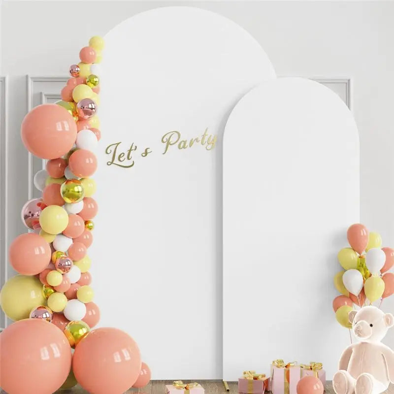 Wedding Arch Backdrop Cover + 100 Balloons – White Spandex