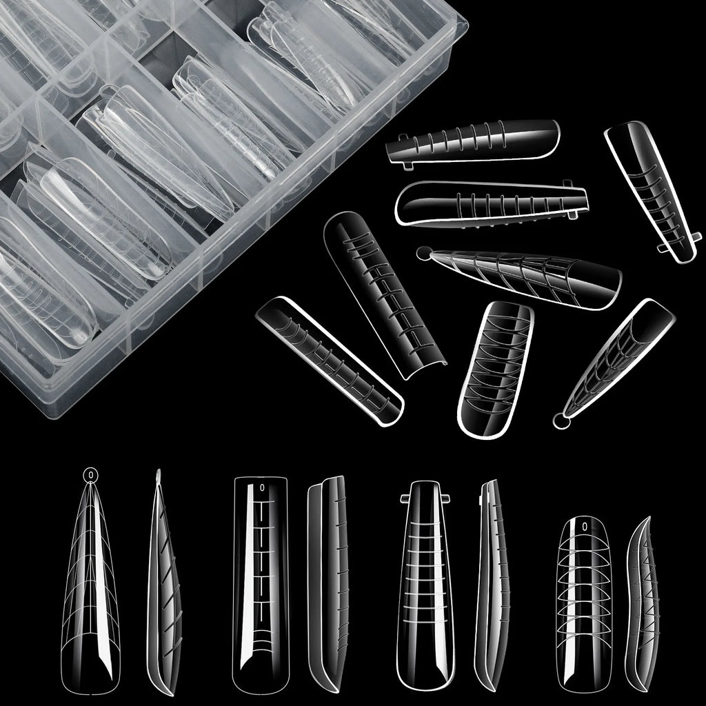 96Pcs Stiletto & Coffin Clear Dual Nail Extension Forms