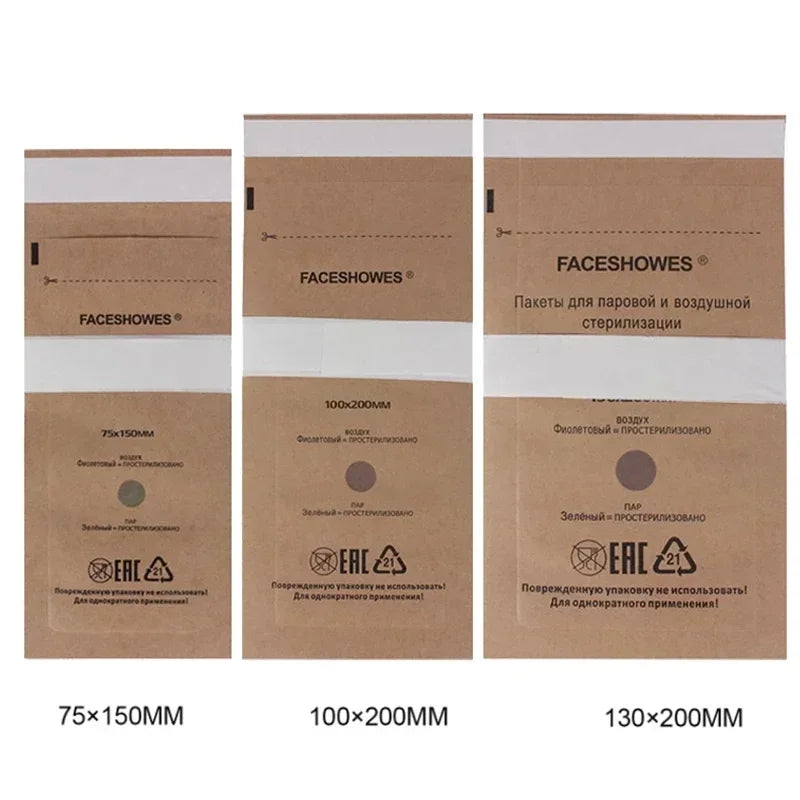 100Pcs Disposable Sterilization Bags for Nail Tools | Kraft Paper