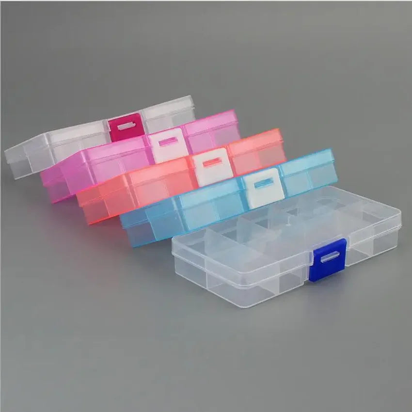 10-Slot Adjustable Plastic Jewelry Organizer Box – Bead Storage