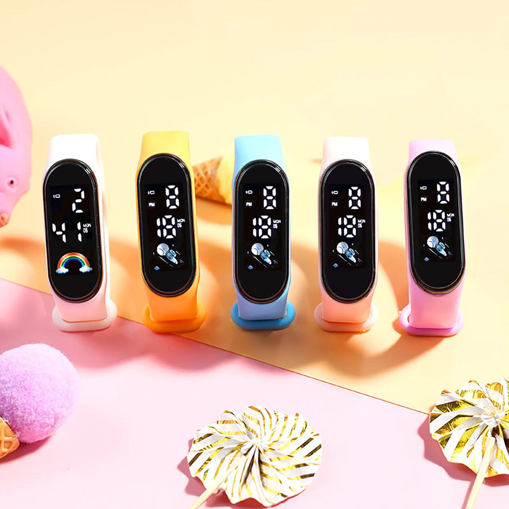 Kids LED Digital Watch Waterproof Colorful Silicone Wristband