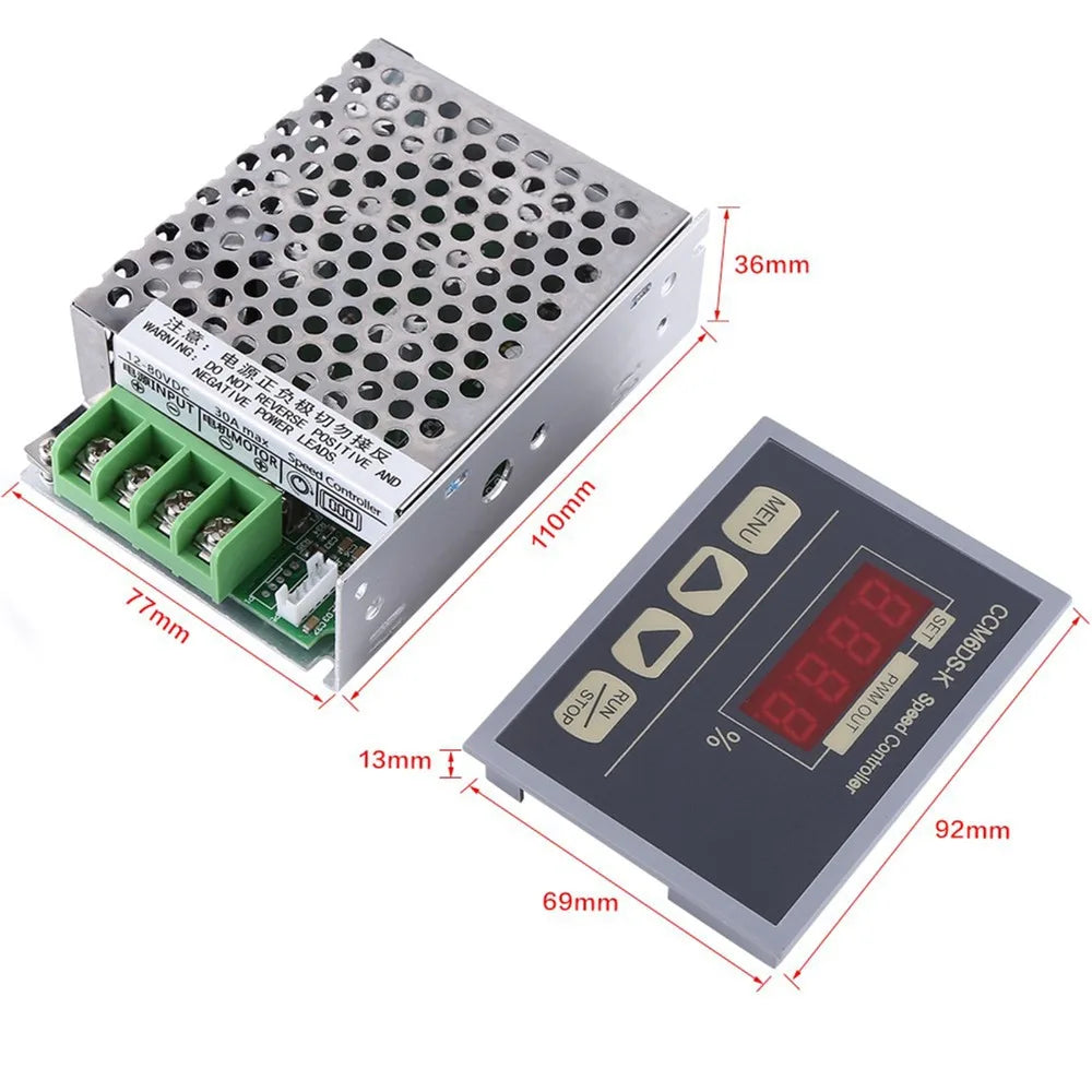 12V–80V 30A DC Motor Speed Controller Digital Display Panel