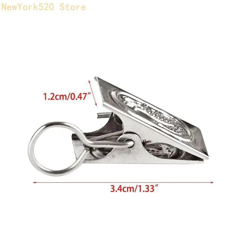 100-Pack Stainless Steel Curtain Clips with Hooks – Silver