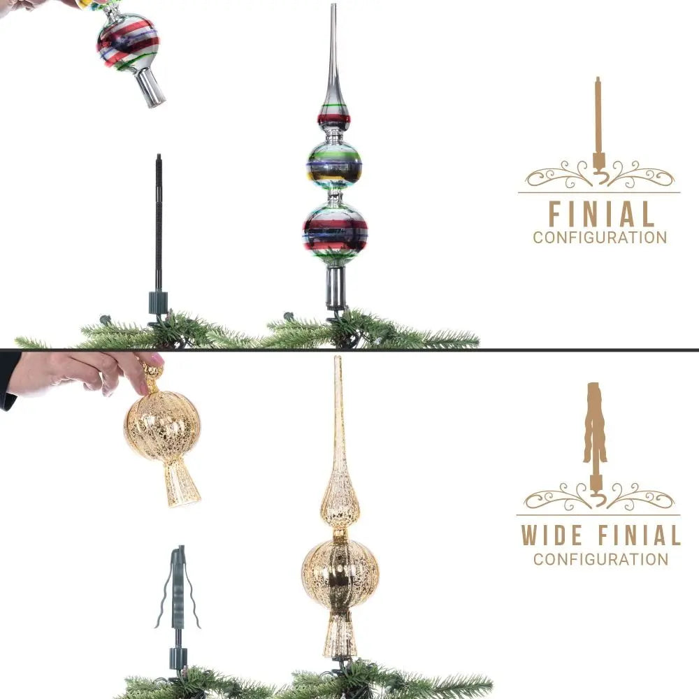 Twist-On Christmas Tree Topper Holder & Adjustable Stabilizer