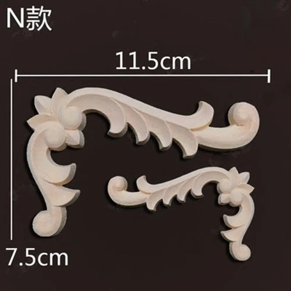 Floral Wood Carved Corner Appliqués – Wall & Door Decoration