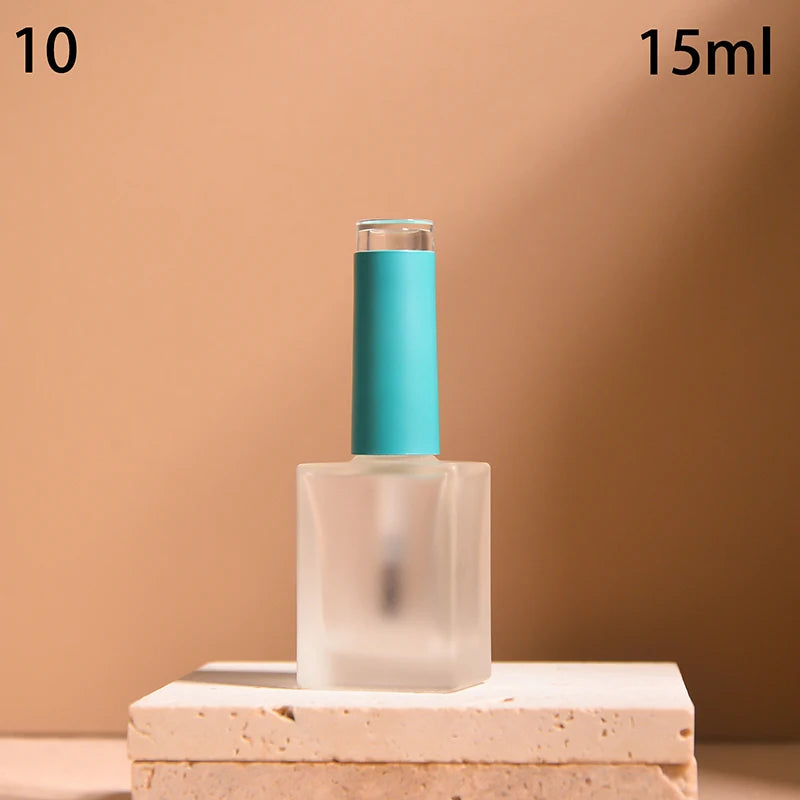 15ml Frosted Glass Nail Polish Bottle with Lid & Brush