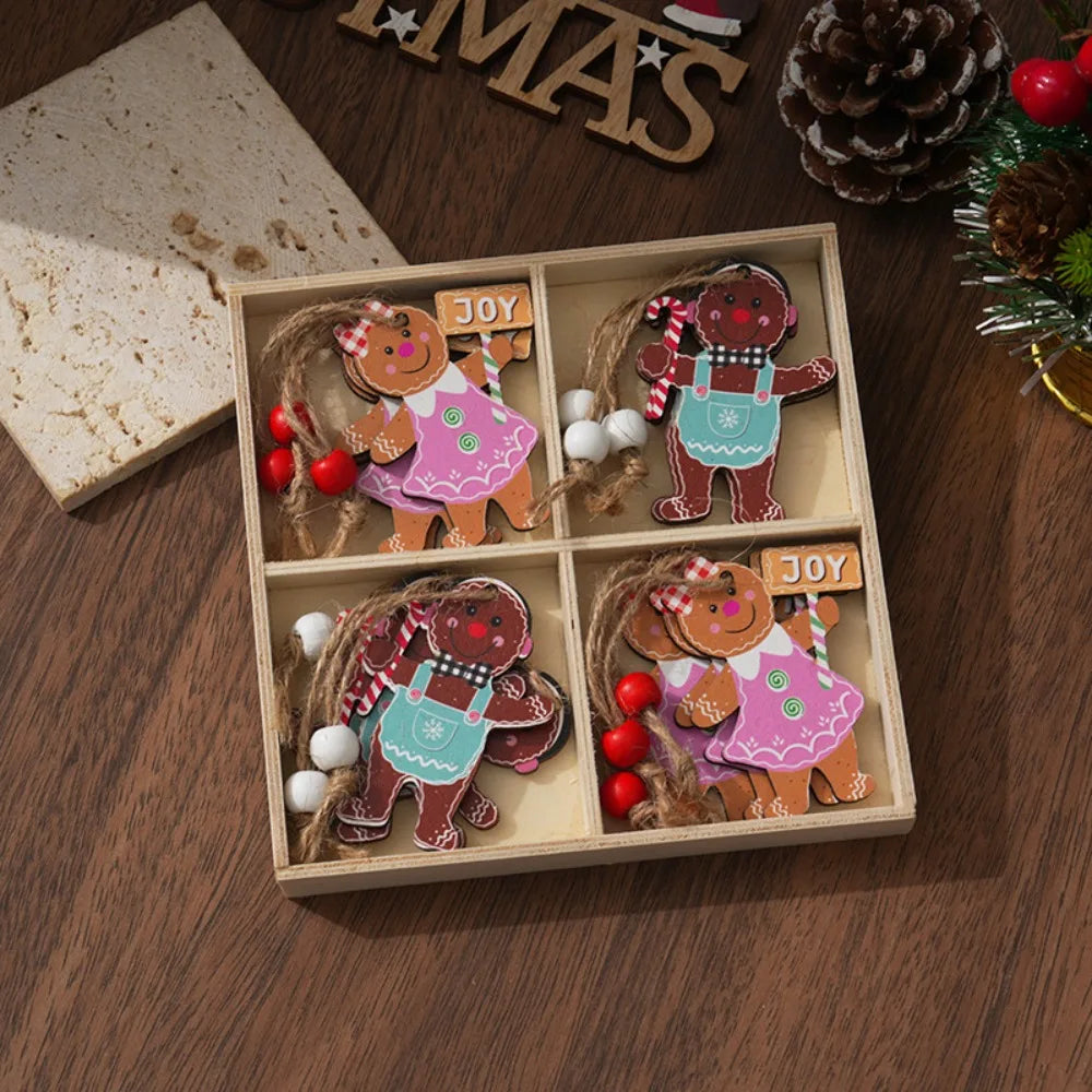 Wooden Christmas Ornaments – Gingerbread Man & Gnome Pendants