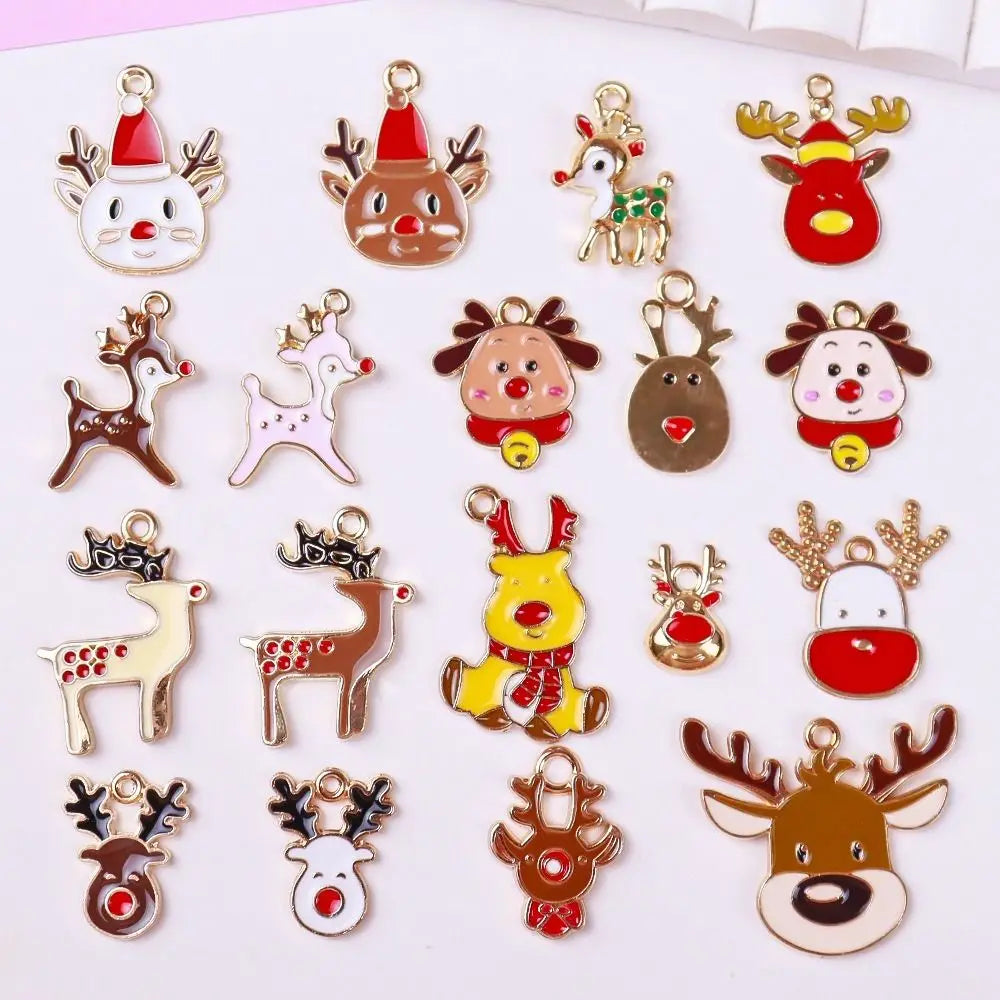 Christmas Enamel Charms Bulk 20/100pcs Alloy Elk DIY Pendants