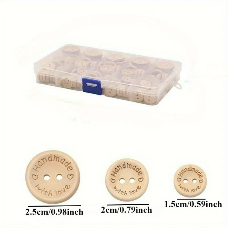 140pcs Woven Wooden Heart Buttons Set for Sewing & Crafts