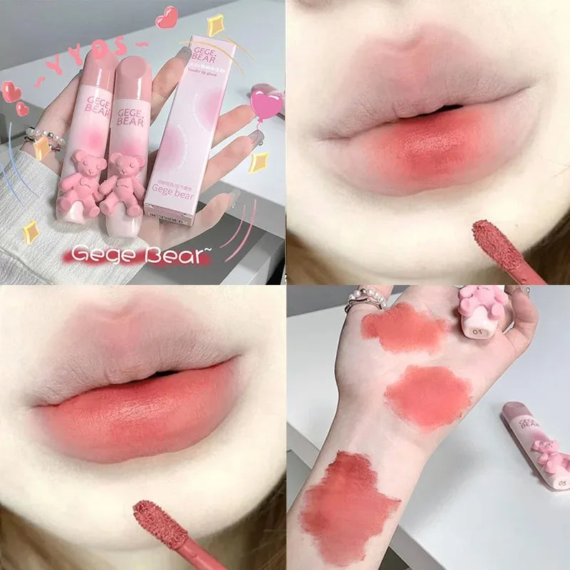 Velvet Matte Bear Lip Tint – 6 Colors, Waterproof Lipgloss