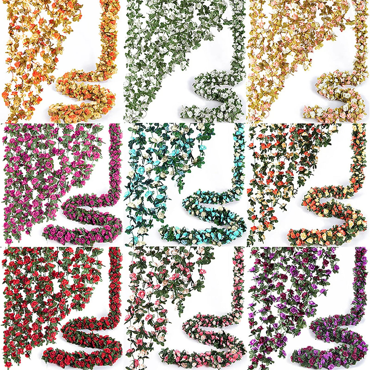 2.5m Artificial Rose Vine Garland for Wedding & Home Decor