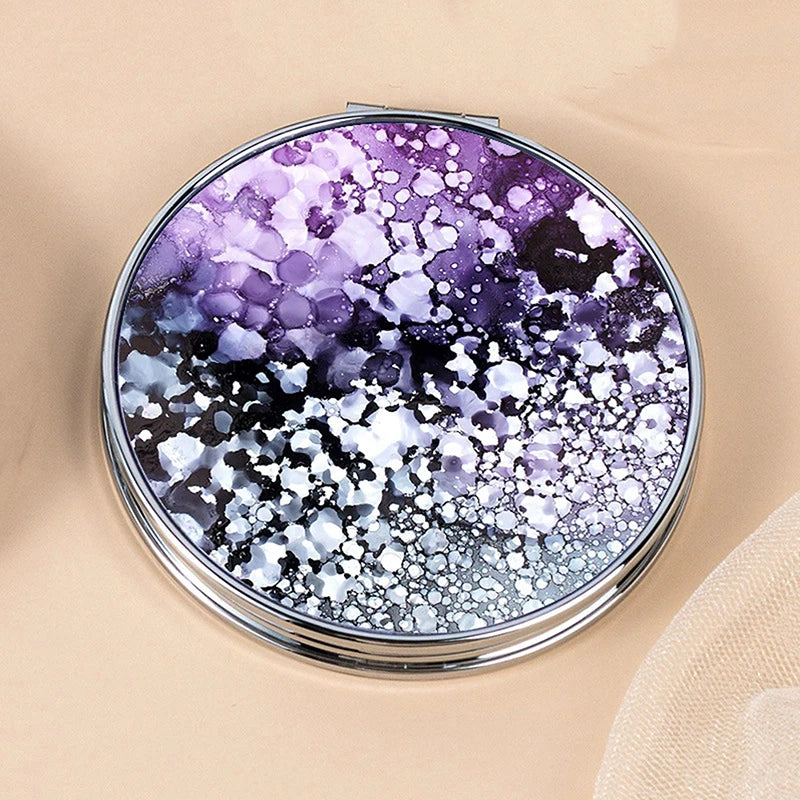Vintage Stripe Mini Compact Makeup Mirror – Magnifying Portable