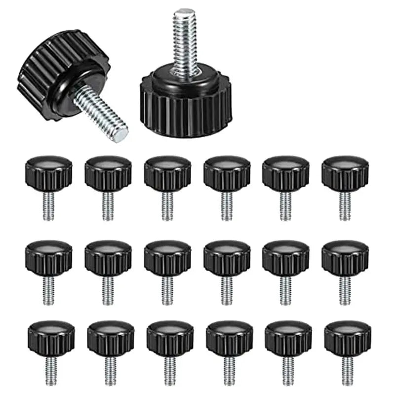 20-Pack Knurled Thumbscrews 10mm Black Round Clamping Knobs