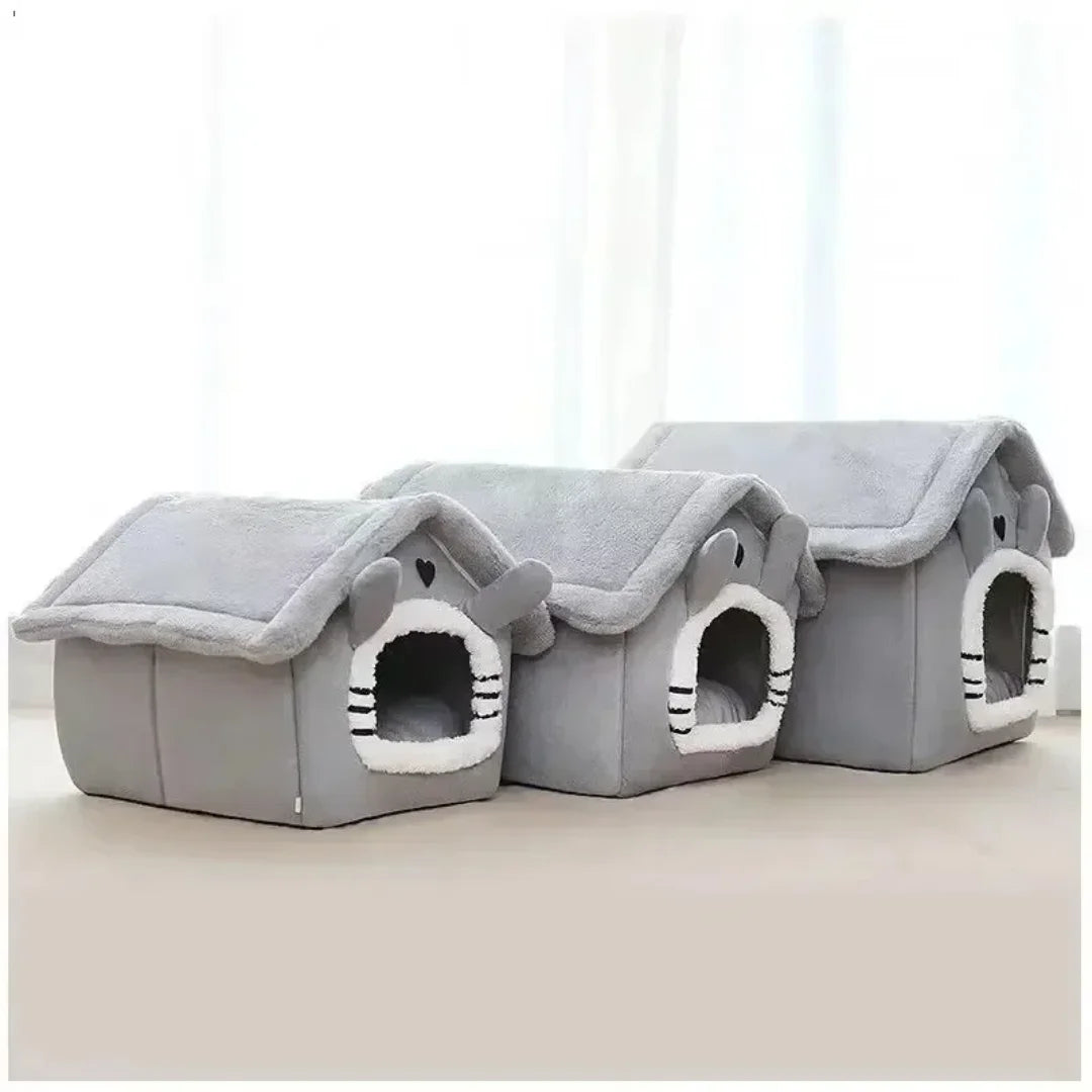 Indoor Soft Pet Tent House – Warm Dog & Cat Bed, Washable Cushion