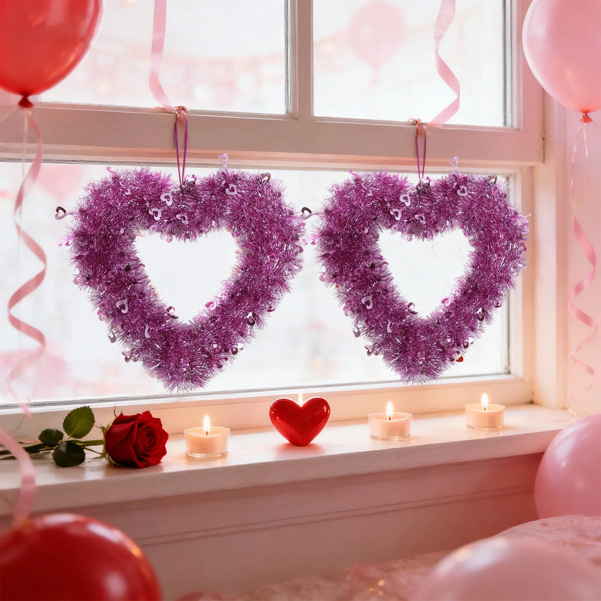 Red Heart Shaped Wreath – Valentine's Day & Wedding Décor