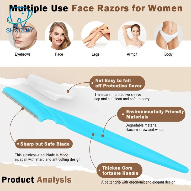 12-Pack Eyebrow & Face Razor Set with Protective Cover
