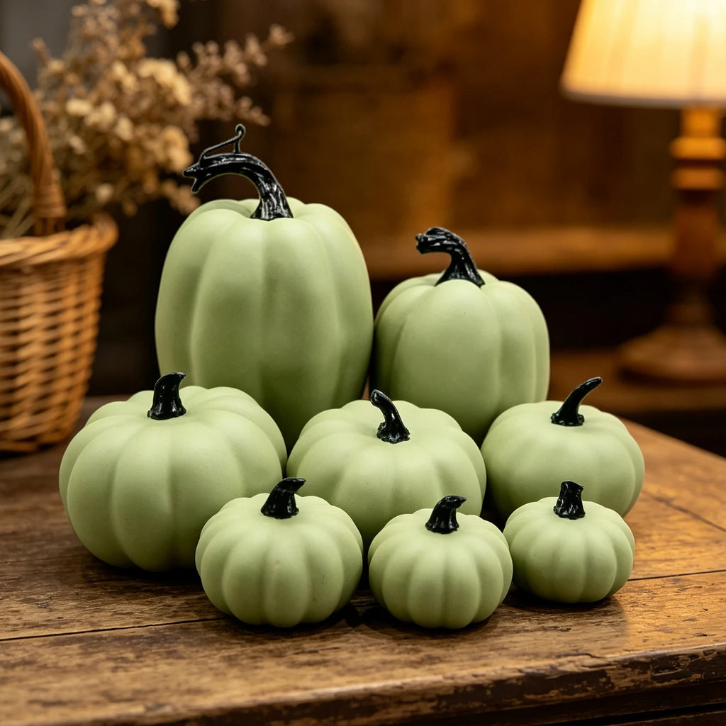 7-Piece Artificial Pumpkin Set – Halloween & Fall Harvest Decor
