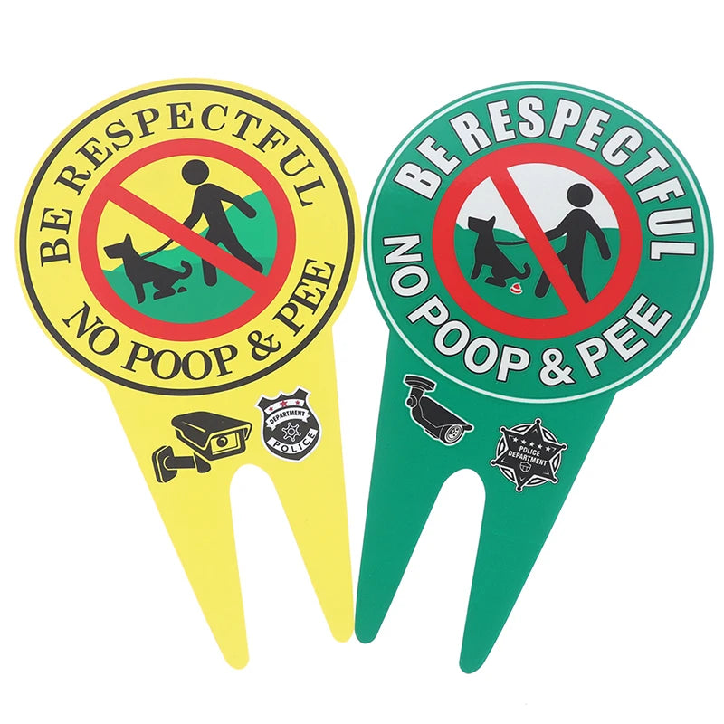 Double-Sided No Dog Fouling Garden Sign with Stake 12"x6"