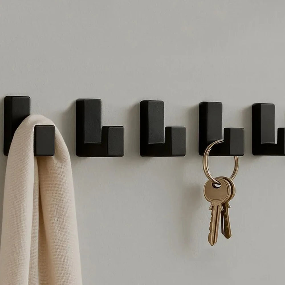 Heavy Duty L-Shape Wall Coat Hook – Matte Black Zinc Alloy