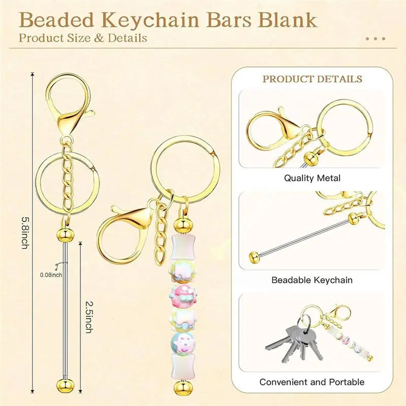 Beadable Keychain Making Kit 24 PCS – DIY Jewelry Craft Set