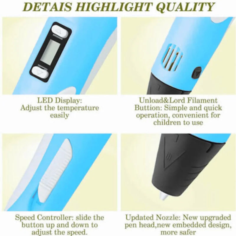 Magic Bid 3D Printing Pen for Kids – PLA DIY Drawing Gift