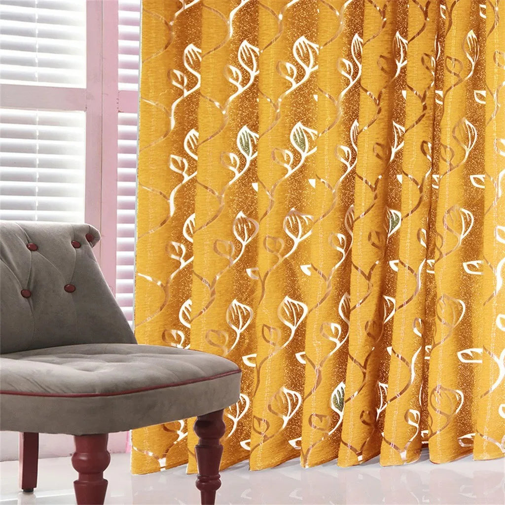 Vines Leaves Sheer Tulle Curtain Panel 100x130cm Polyester