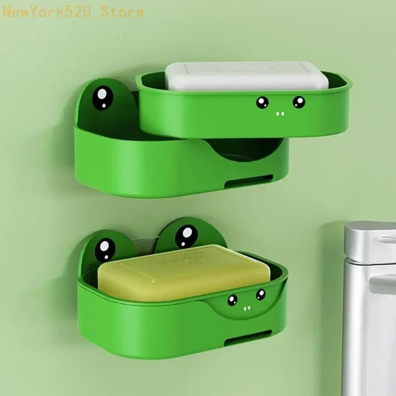 Frog Wall Mount Soap Dish Draining Tray 2-Pack | PP Plastic