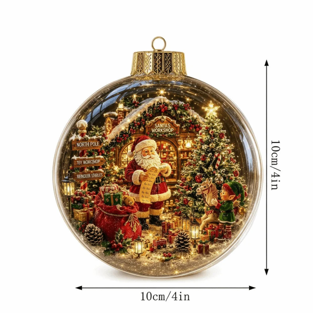 Light-Up Acrylic Christmas Ball Ornament – Santa Claus