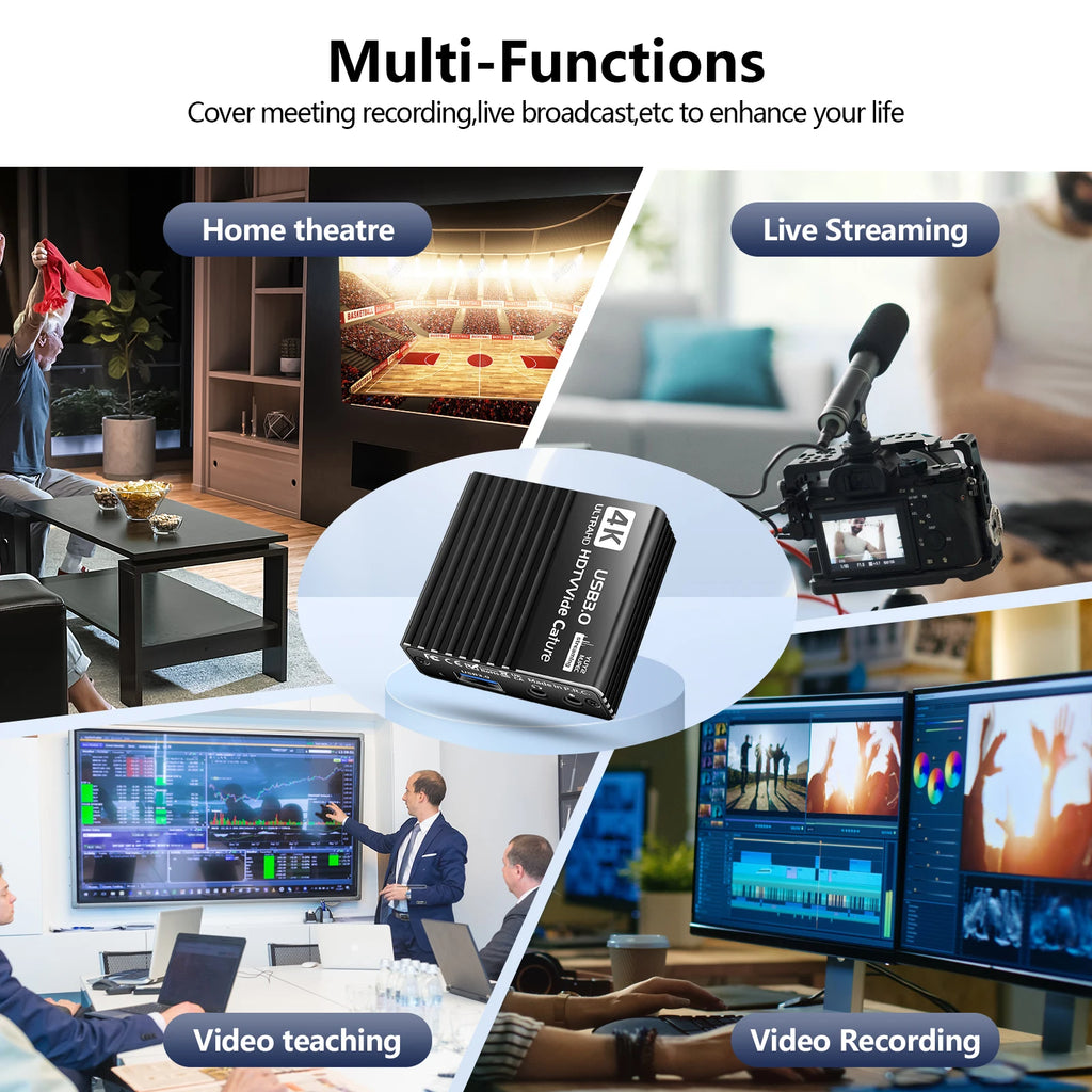 USB 3.0 Video Capture Card 4K HDMI 1080P 60FPS Game Recorder