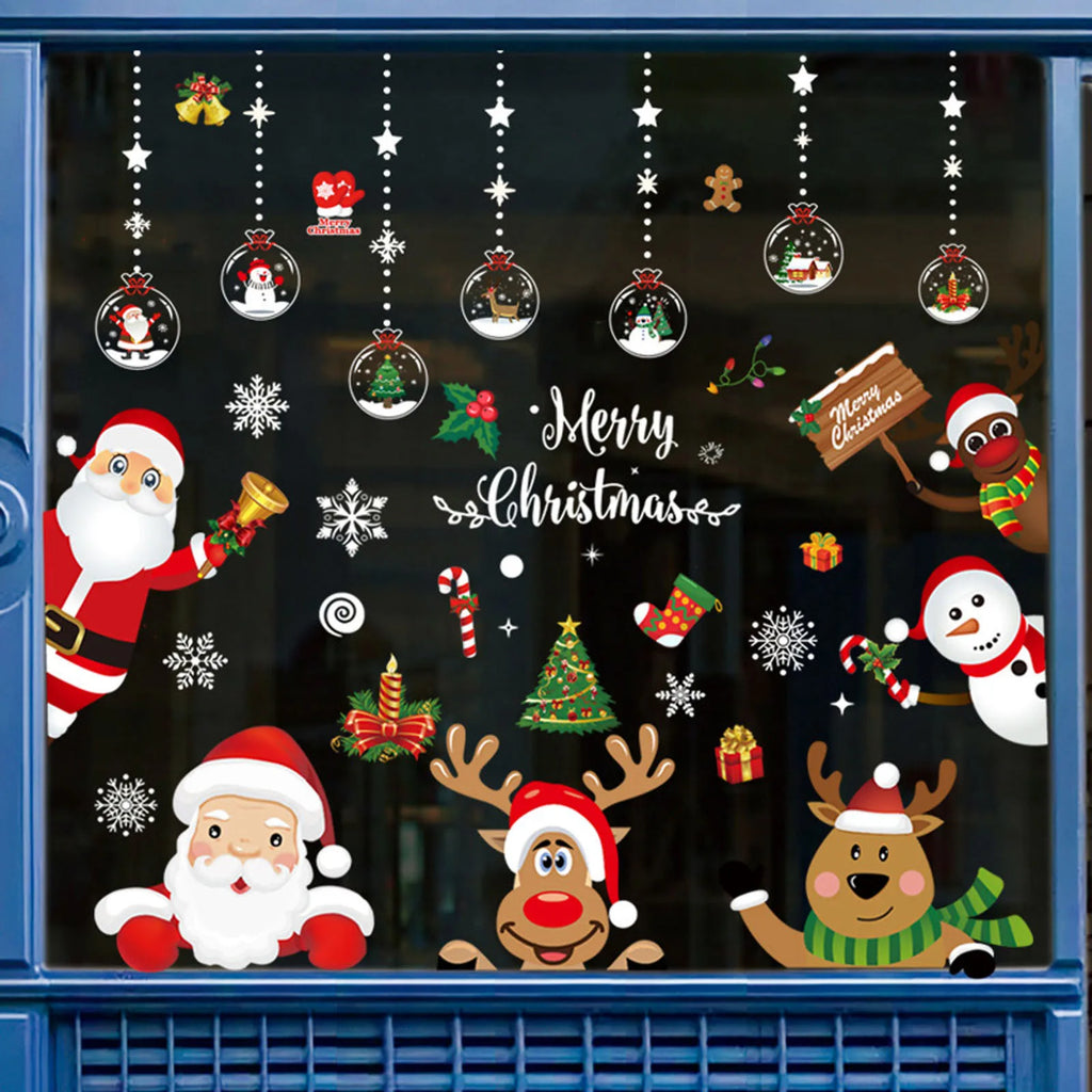 Christmas Santa Elk PVC Static Window Stickers – Removable