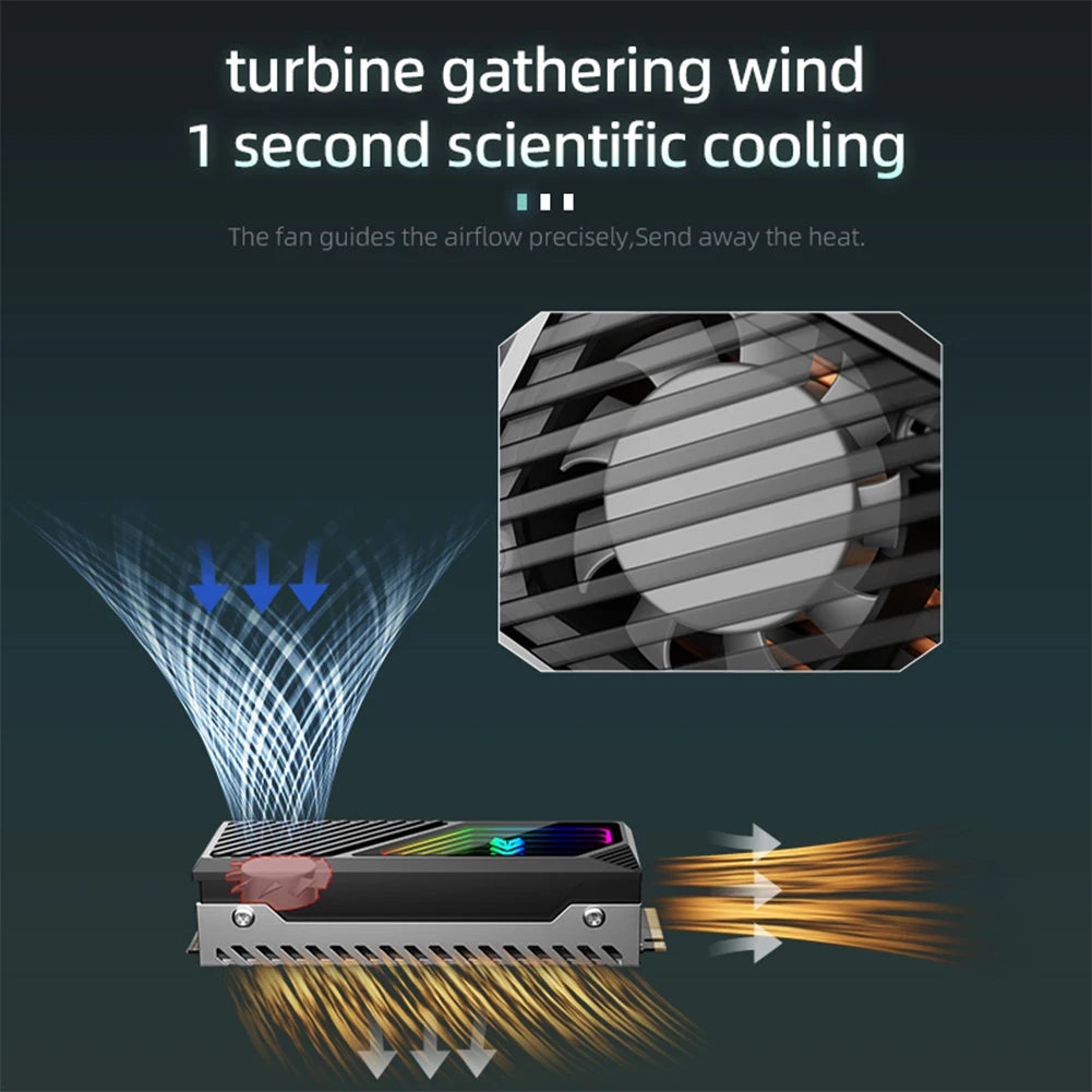 ALLOYSEED M.2 2280 SSD Heatsink with ARGB Fan | Aluminum Cooler