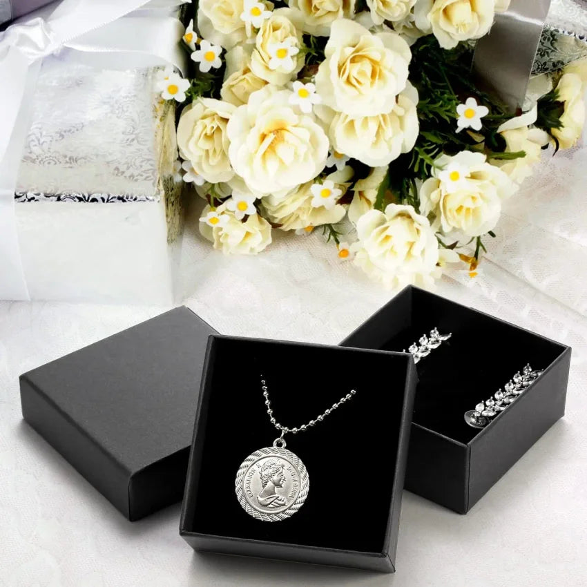 32-Pack Black Kraft Jewelry Gift Boxes with Foam Insert 7×7×2.5cm