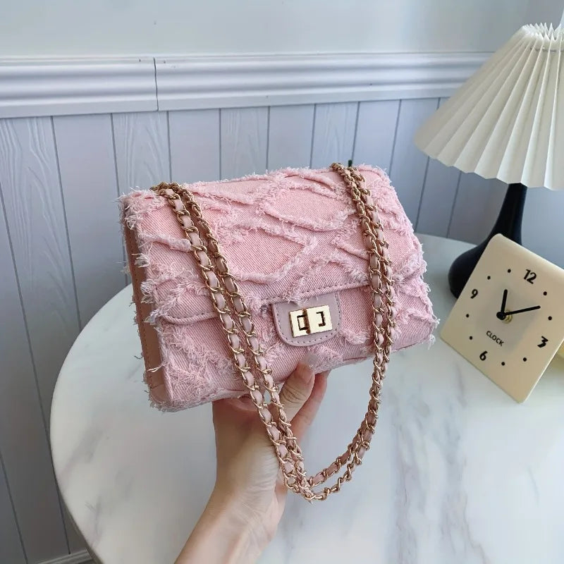 Women's Mini Crossbody Bag – Chain Strap & Lock Detail