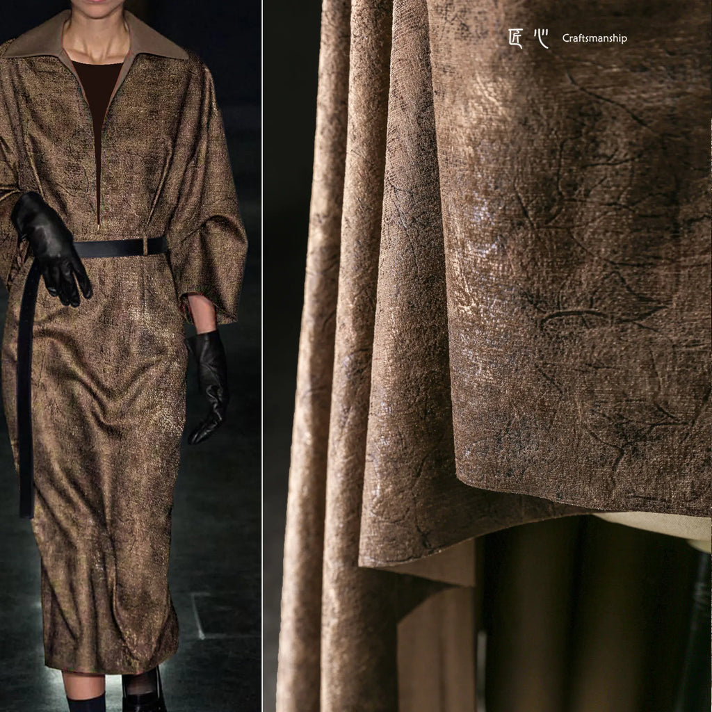 Retro Brown Bronzing Suede Fabric – Gilt Shimmer DIY Design