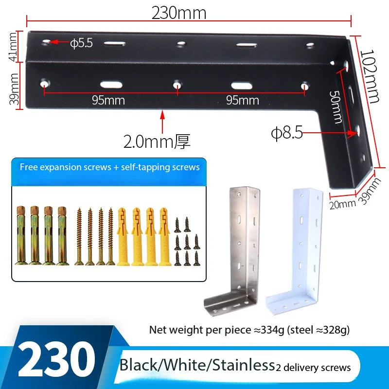 Heavy Duty Metal Wall Shelf Brackets 1 Pair – Black & White