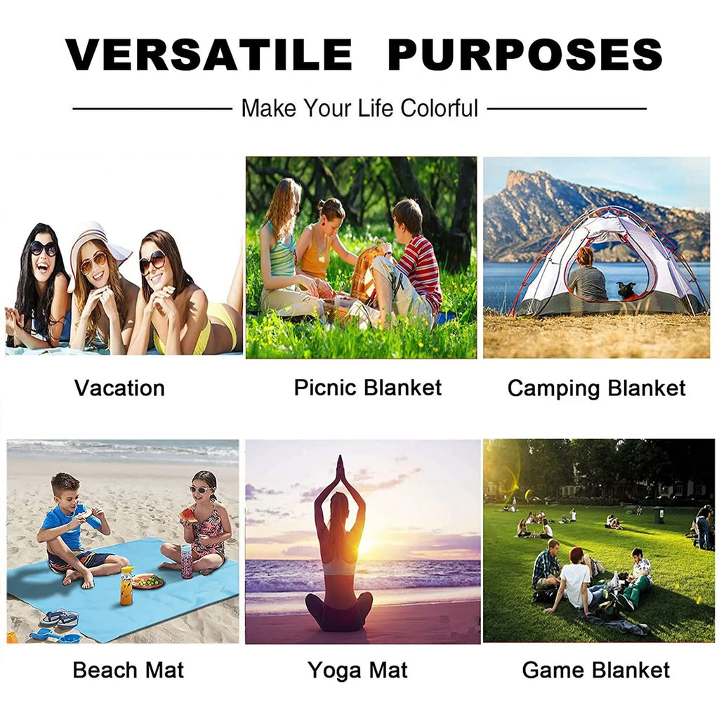 Portable Pocket Beach Mat Foldable Sandproof Waterproof Picnic Blanket
