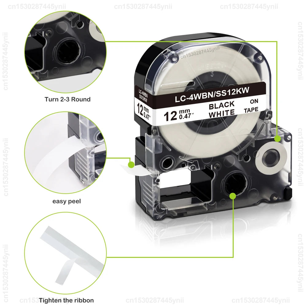 Labelwell 12mm Label Tape 3PK/5PK – Epson LW-300 LW-400 LW-600P