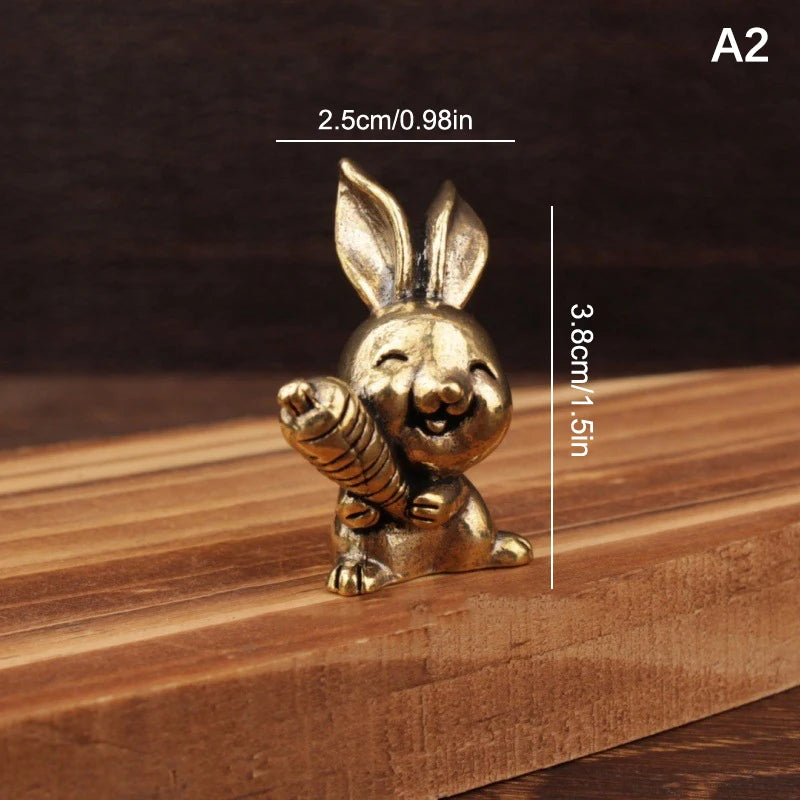 Vintage Brass Rabbit Statue – Feng Shui Figurine & Easter Décor