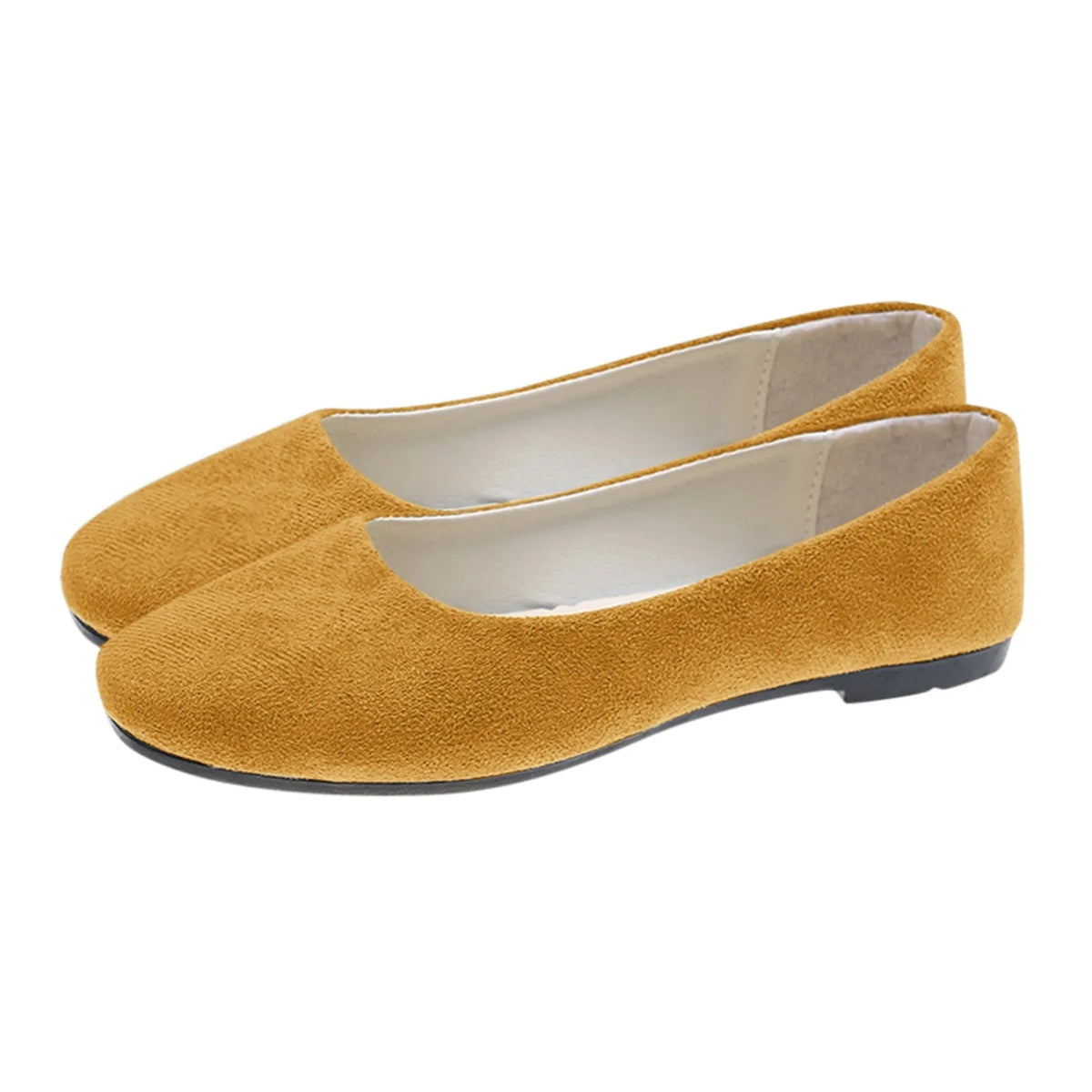 Women's Suede Ballet Flats Slip-On Round Toe Ballerina Shoes