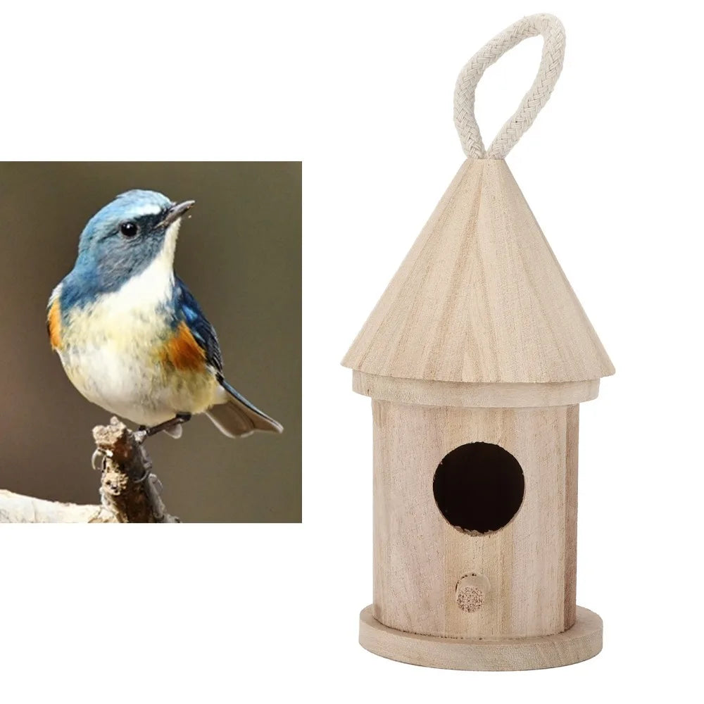 Small Hanging Wooden Bird House – DIY Paintable Pine Birdhouse