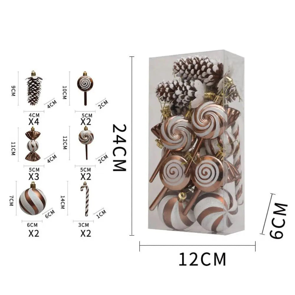 15-Pc Candy Cane Christmas Ball Ornaments – Xmas Tree Decor