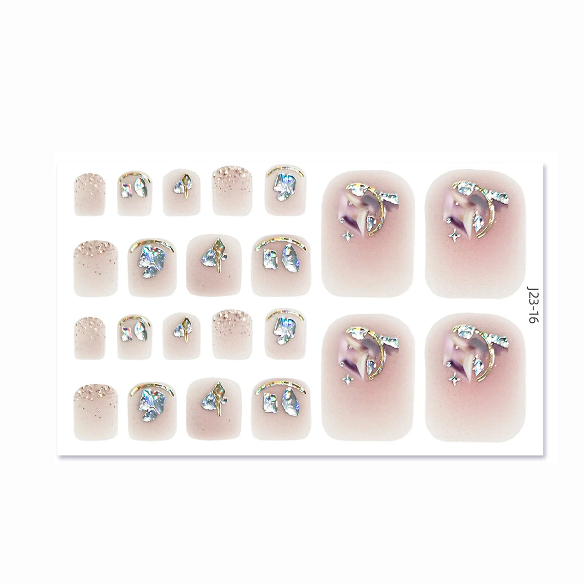Glitter Toe Nail Stickers – 22-Tip Full Cover DIY Nail Art Decals