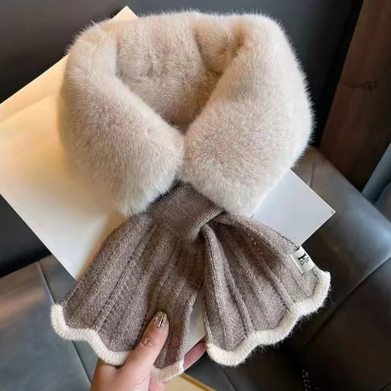 Women's Winter Plush Faux Rabbit Fur Neck Warmer Scarf