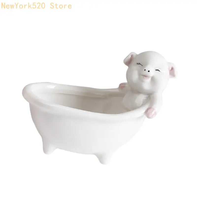 Handmade Mini Cartoon Ceramic Planter – Pig & Bear Pot Gift