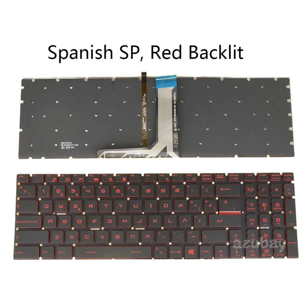 AZUBAY Red Backlit Keyboard for MSI GL63 GV72 GP65 GP75
