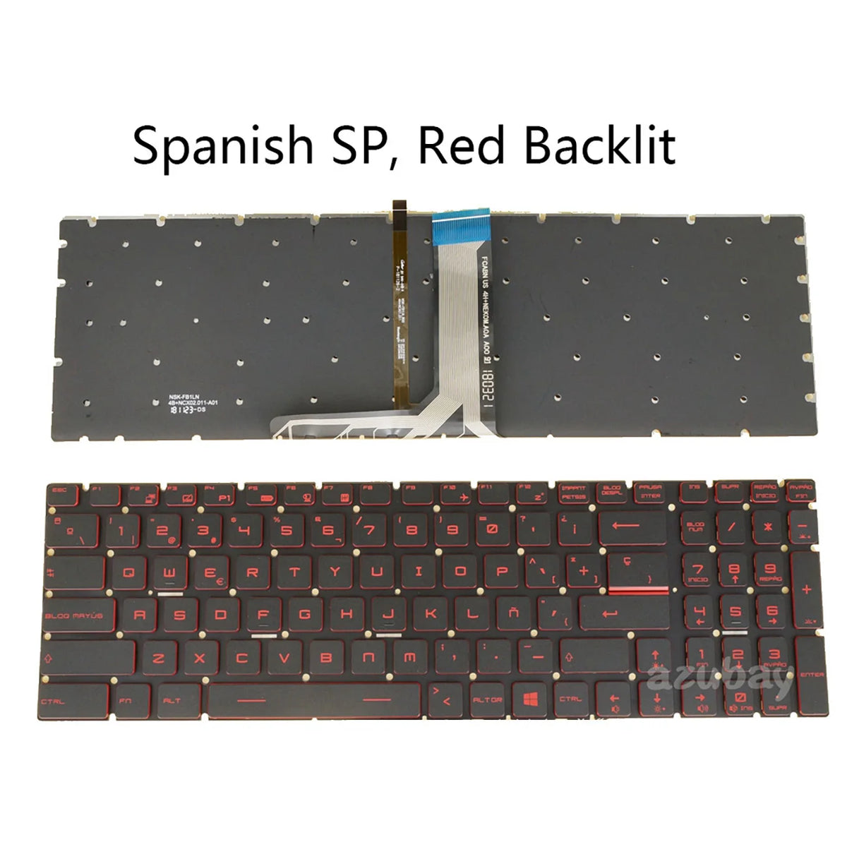 AZUBAY Red Backlit Keyboard for MSI GL63 GV72 GP65 GP75