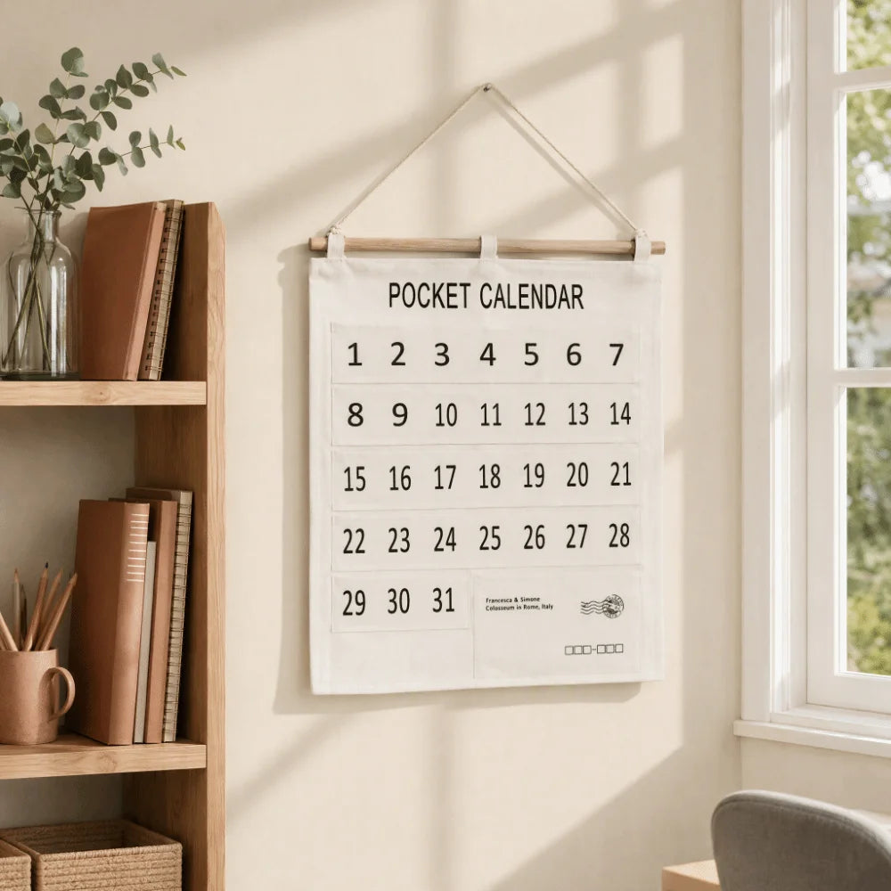 31-Pocket Calendar Pocket Chart Wall Hanging Organizer