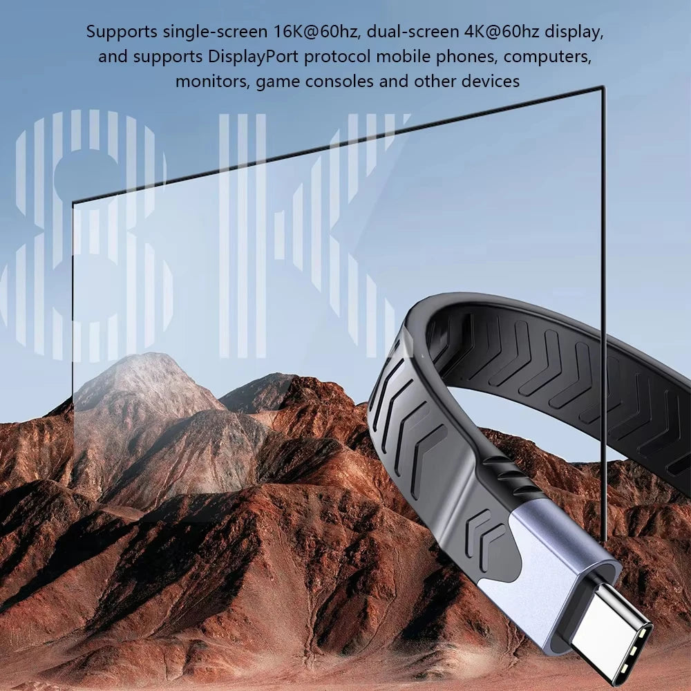 240W USB-C Thunderbolt 5/4/3 Flat Cable 80Gbps 16K@60Hz